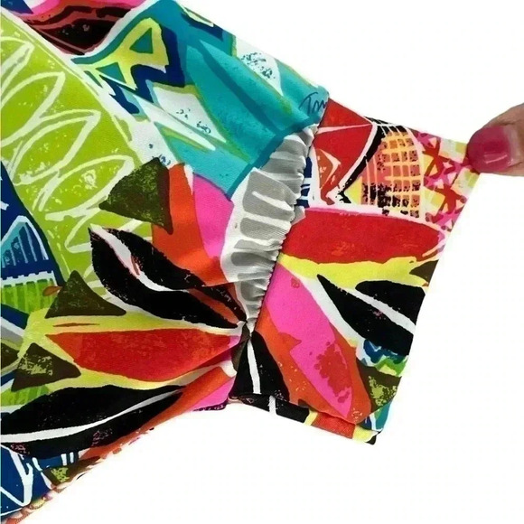 Trina Turk Recreation Resort Tropical Bright Colorful Shirt Tunic Dress Top XS - Picture 7 of 12